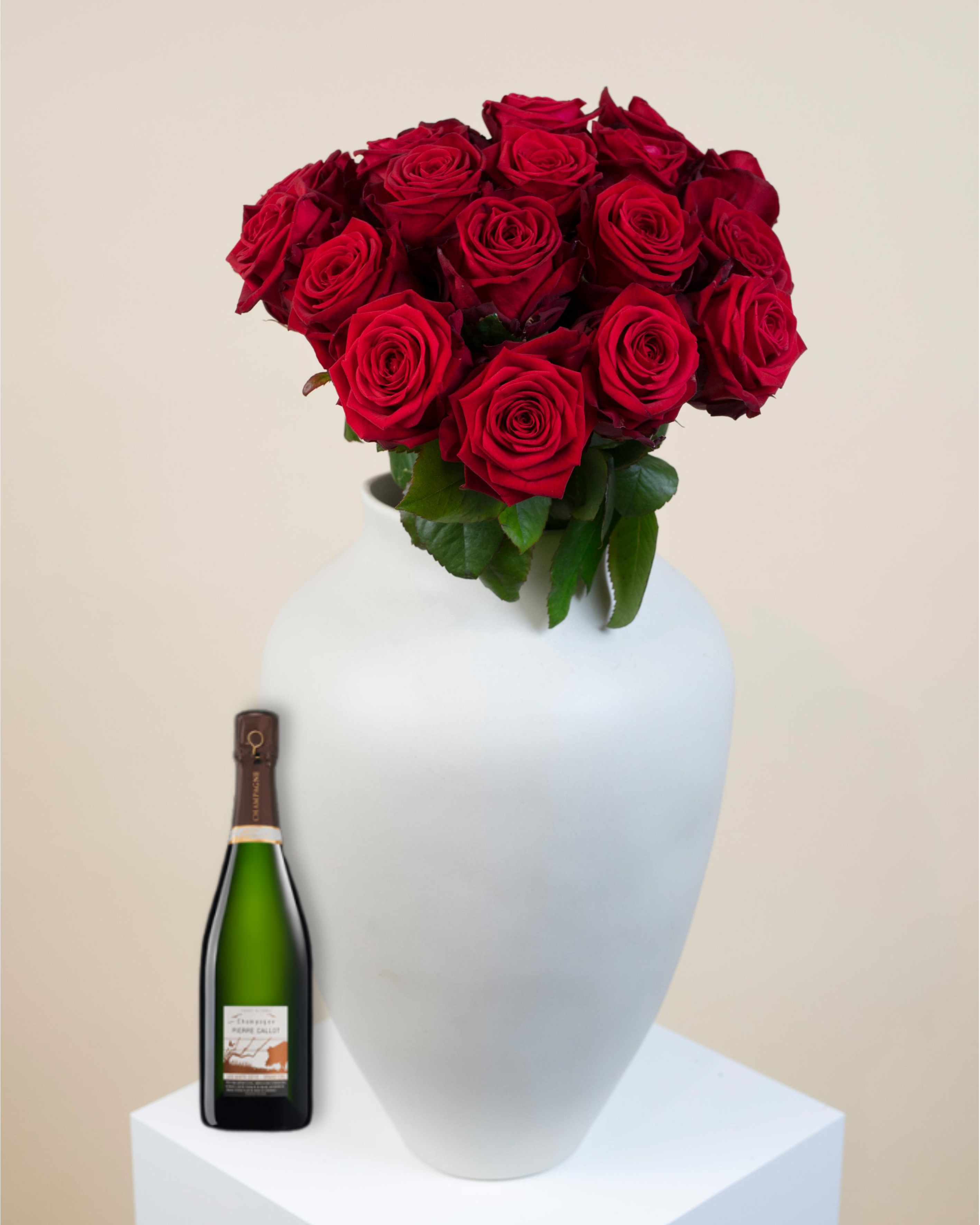 Dozen Red Roses & Champagne Bundle