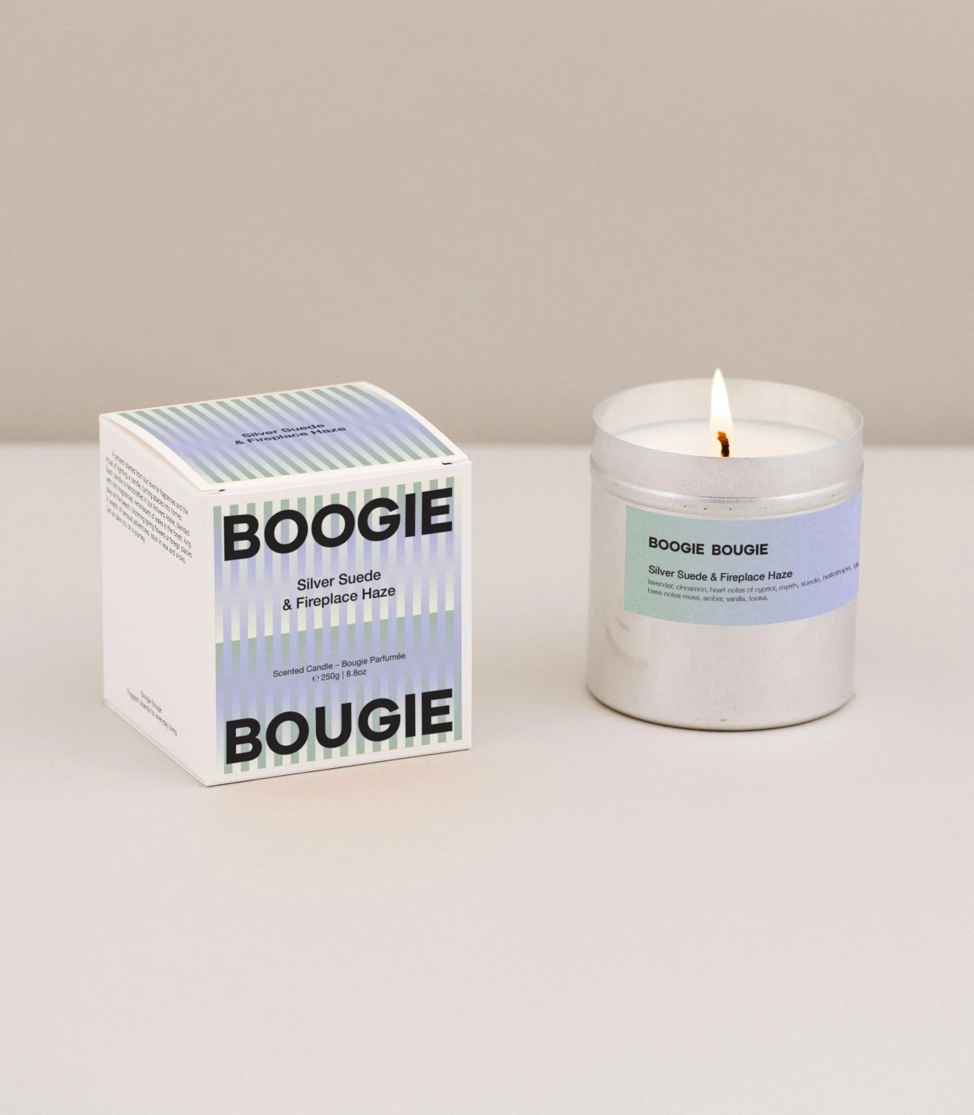 Boogie Bougie Candles - Silver Suede & Fireplace Haze (Winter Special)