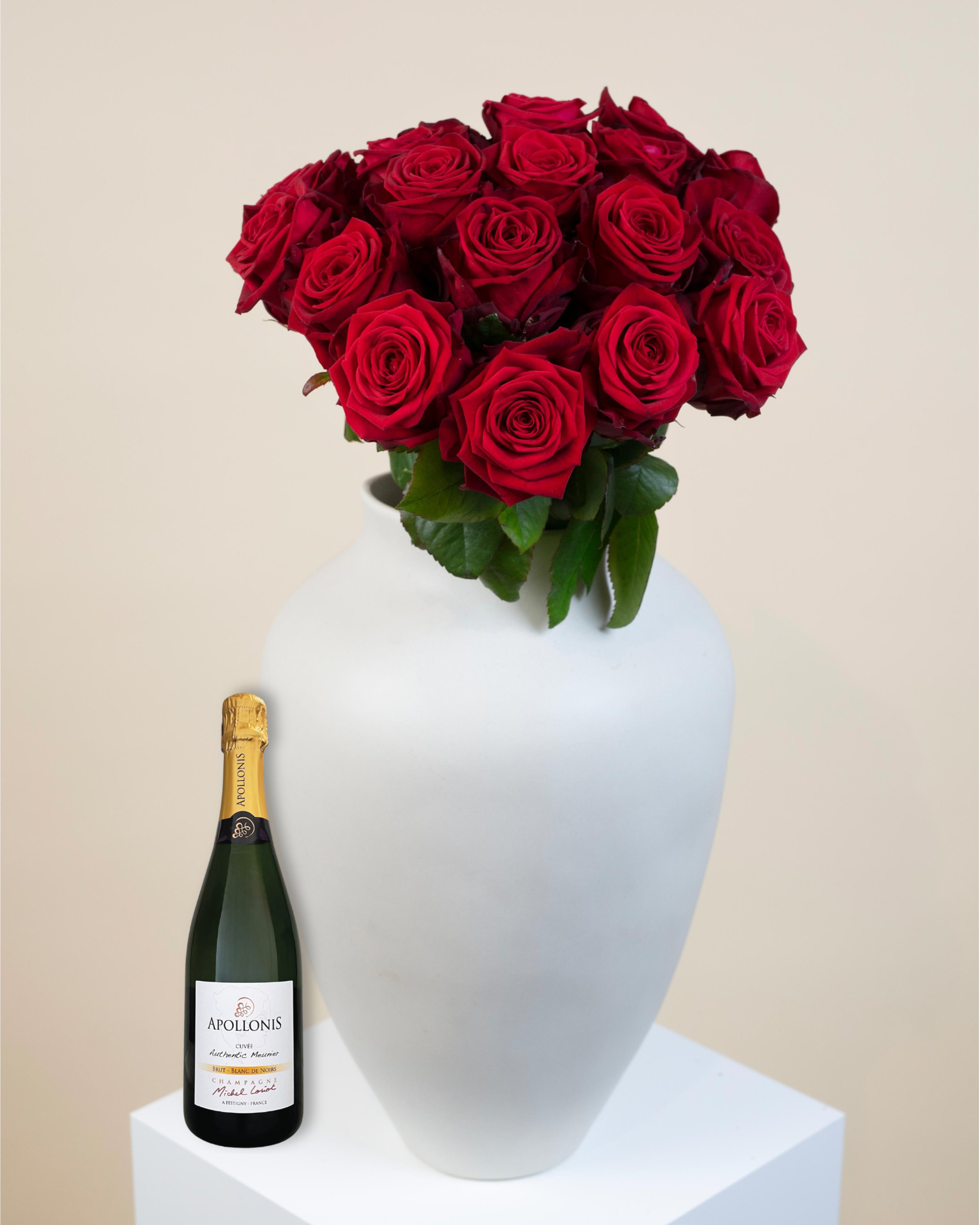 Dozen Red Roses & Champagne Bundle