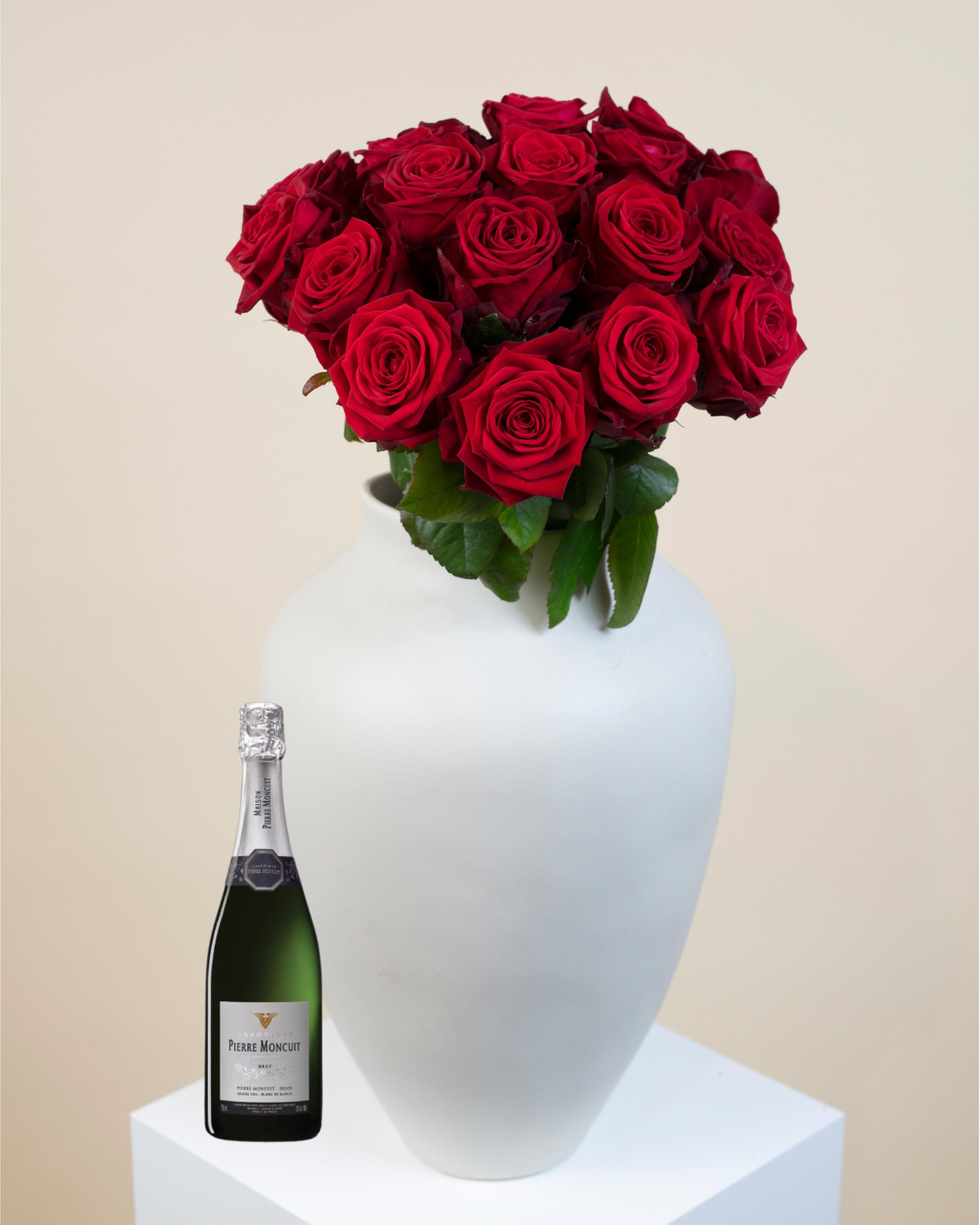 Dozen Red Roses & Champagne Bundle
